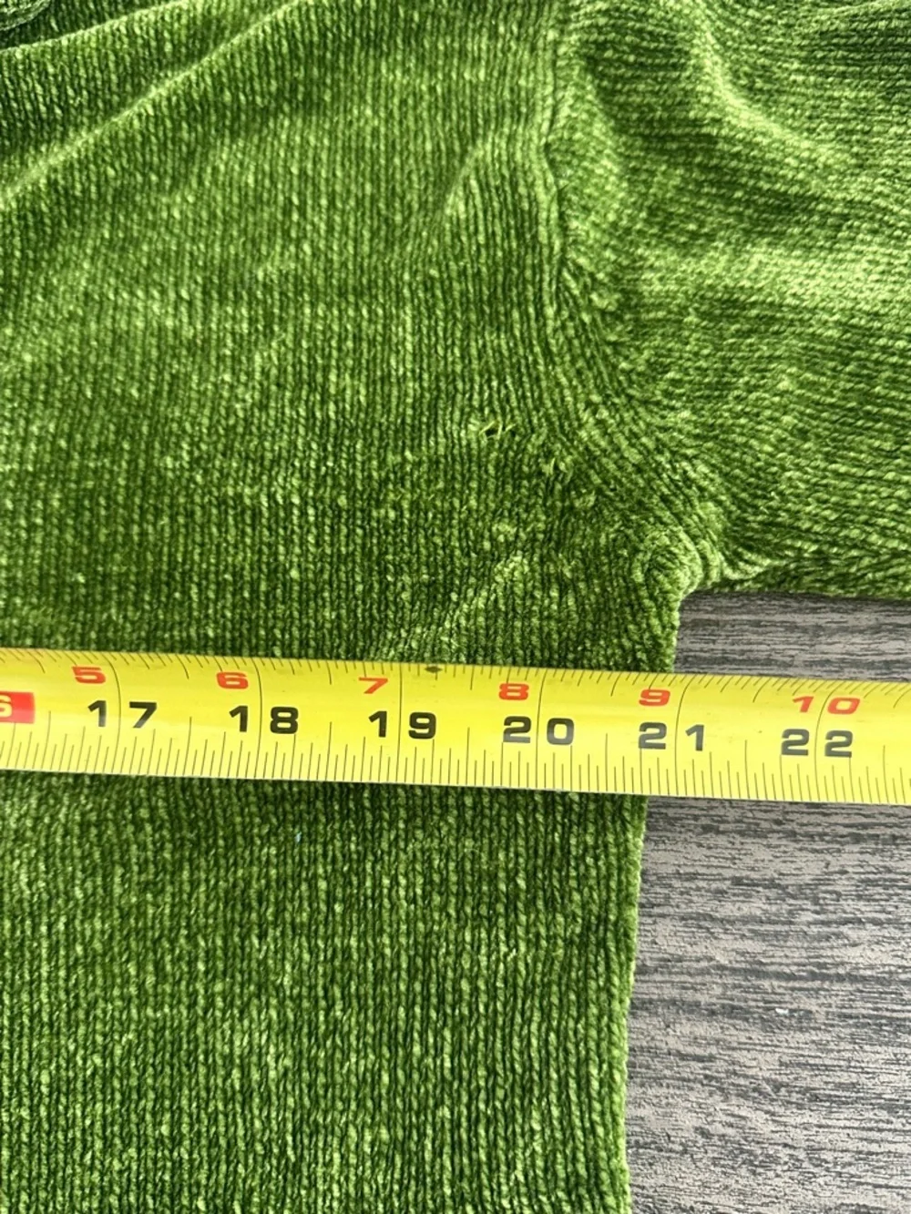 Lisa international Green Chenille‎ Zip Cardigan with Textured Collar & Pockets
